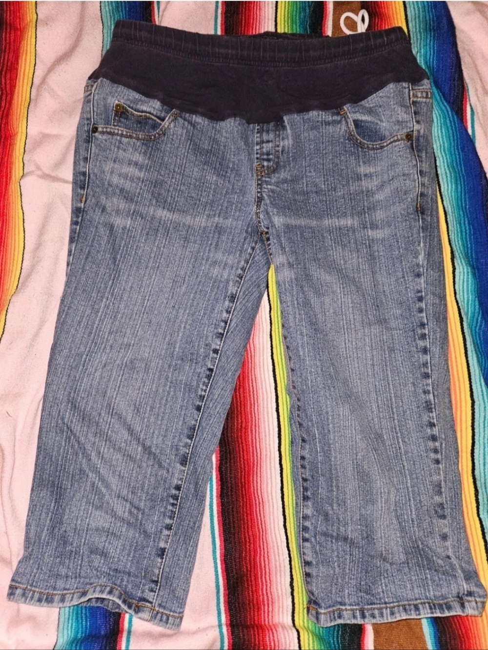 Motherhood Maternity Blue Denim Jeans with Stretch Waistband Size Medium